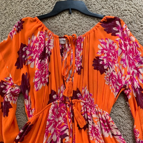 Orange tropical print romper coverup small - Picture 7 of 11